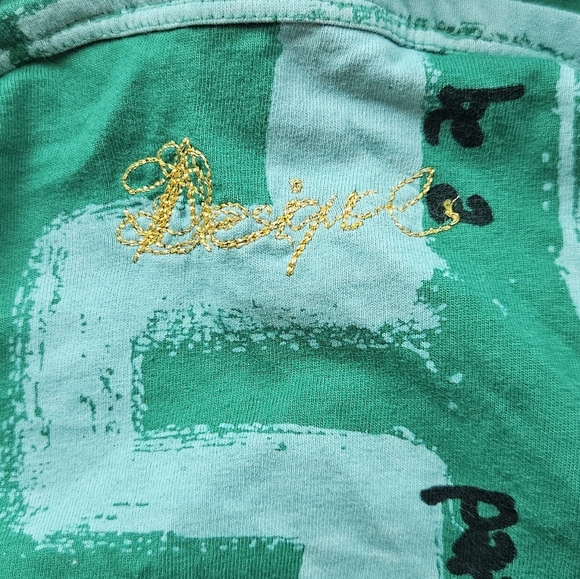 🎉HP🎉 *Rare* Desigual Halter Mini Dress Green Inspirational Sayings size Small - Picture 10 of 11